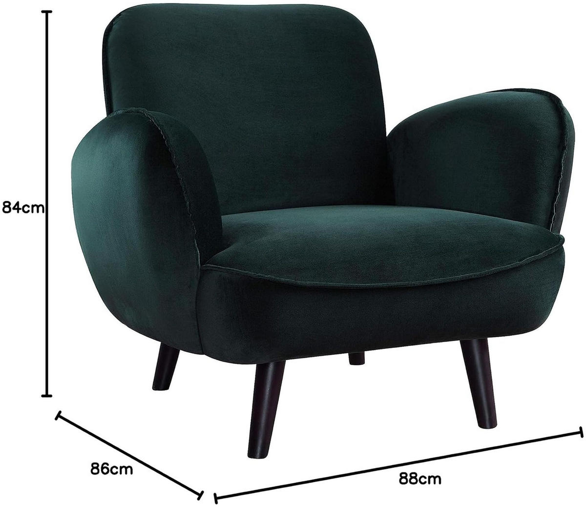 ARMLEHNENSESSEL Ben Samt Waldgrün - Grün, Textil (90/83/87cm) - ATLANTIC home collection