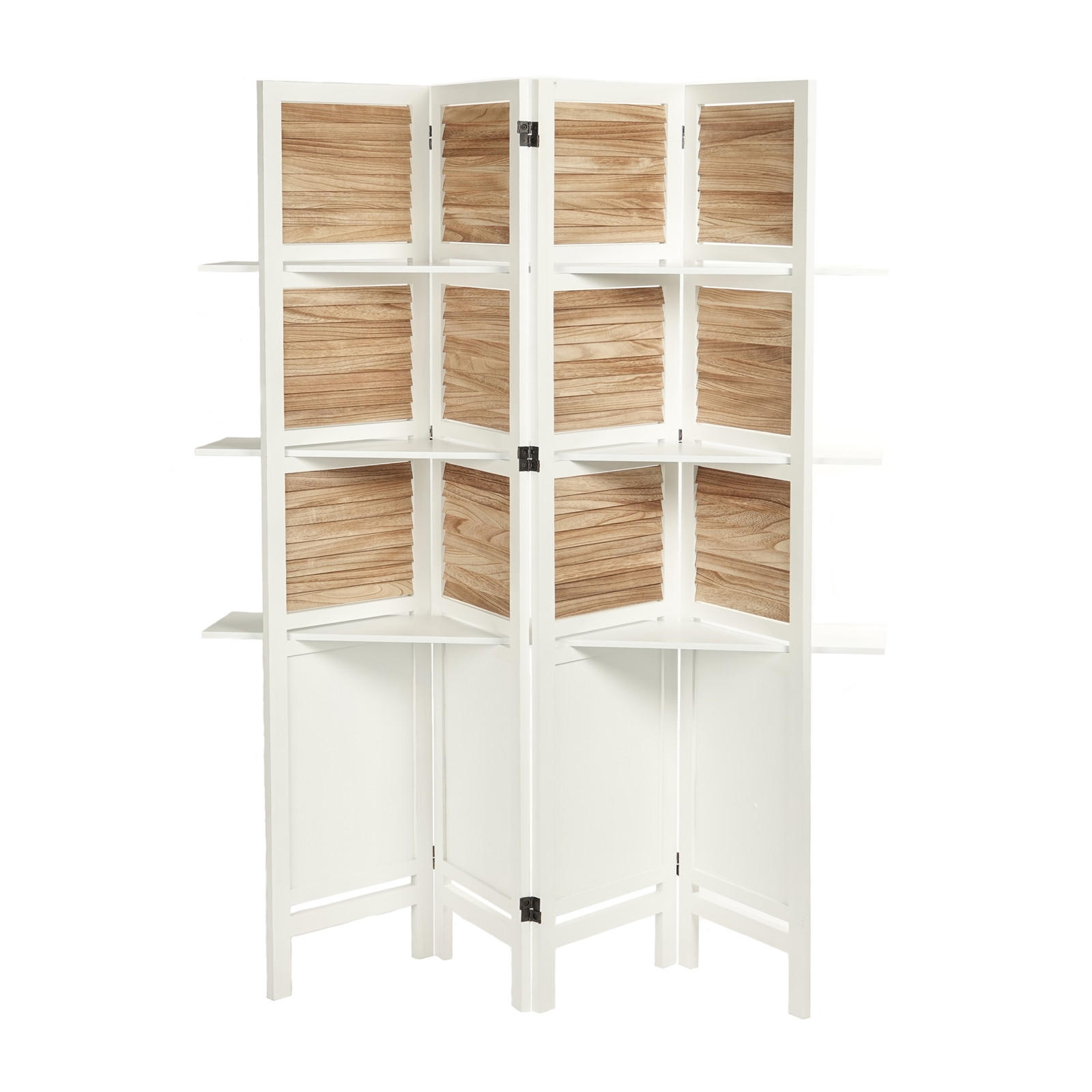 RAUMTEILER Cottage III 4-tlg. Holz, mit 3 Ablagen weiß - Weiß, Holz (142/170/22cm) - DESIGN DELIGHTS