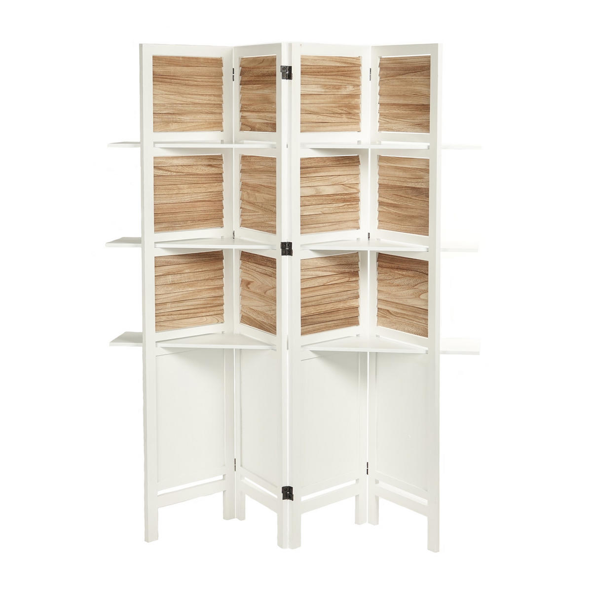 RAUMTEILER Cottage III 4-tlg. Holz, mit 3 Ablagen weiß - Weiß, Holz (142/170/22cm) - DESIGN DELIGHTS