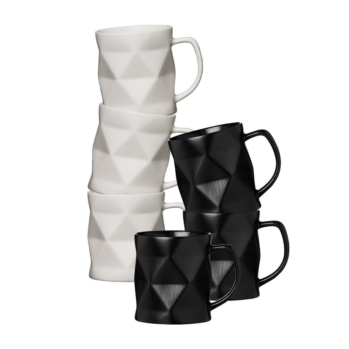 BECHER Tekia schwarz-weiß 400 ml 6er Set - Schwarz/Weiß, Keramik (0.4L) - Ritzenhoff Breker