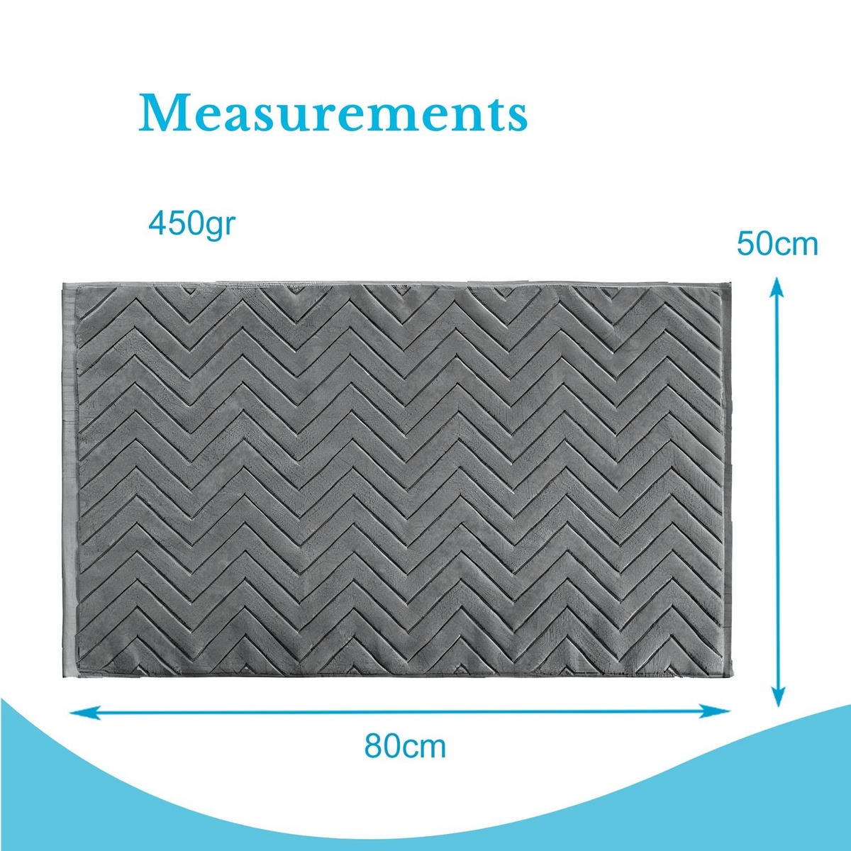 BADEMATTE rutschfest mit Memory-Schaum (Grau) - Grau, Textil (50/80cm) - Intirilife