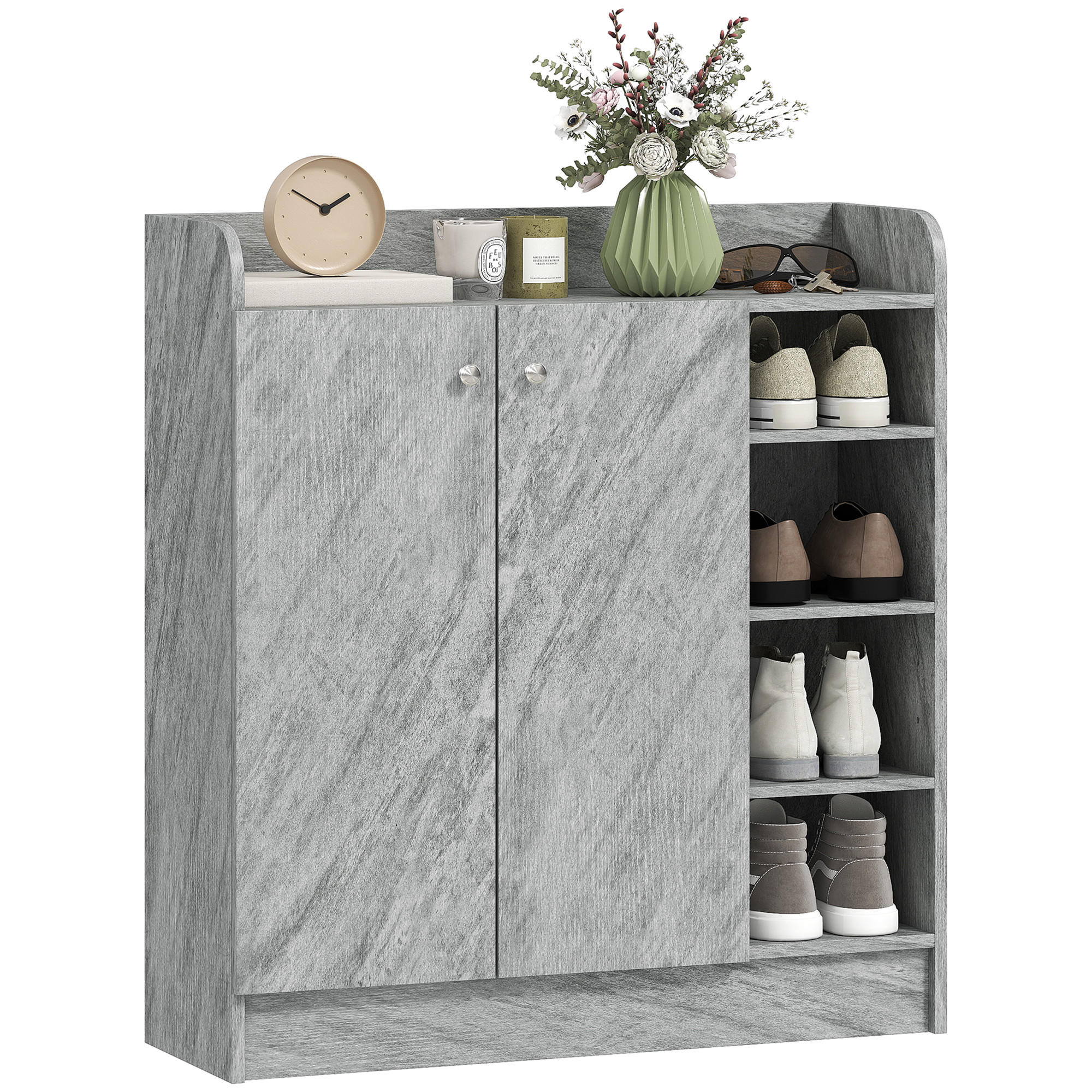 SCHUHSCHRANK DE-15036 12 Paar Schuhe - Grau, Holzwerkstoff (83/90/30cm) - ComfortXL
