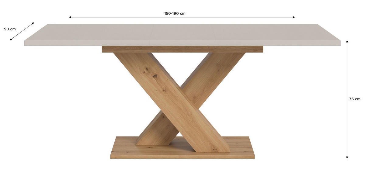 ESSTISCH MOTION (B/H/T: ca. 150/76/90 cm) in Artisan Eiche Nachbildung/Kaschmir - Eichefarben, Holzwerkstoff (90/150/76cm)