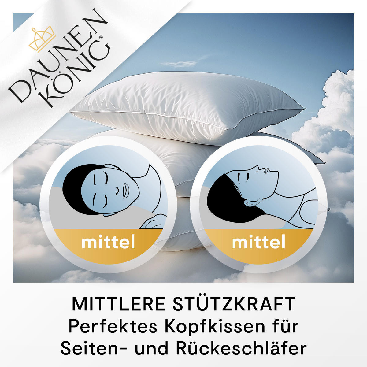 DAUNENKOPFKISSEN ROYAL Gänsedaunen medium - Weiß, Naturmaterialien/Textil (40/80cm) - Daunenkönig