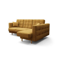 ECKSOFA KONGO RBN12, Eckcouch in L-Form mit Schlaffunktion, Farbe: Gelb, Velourstoff, Ottomane Rechts - Gelb, Textil (225/158cm) - O-Sofa