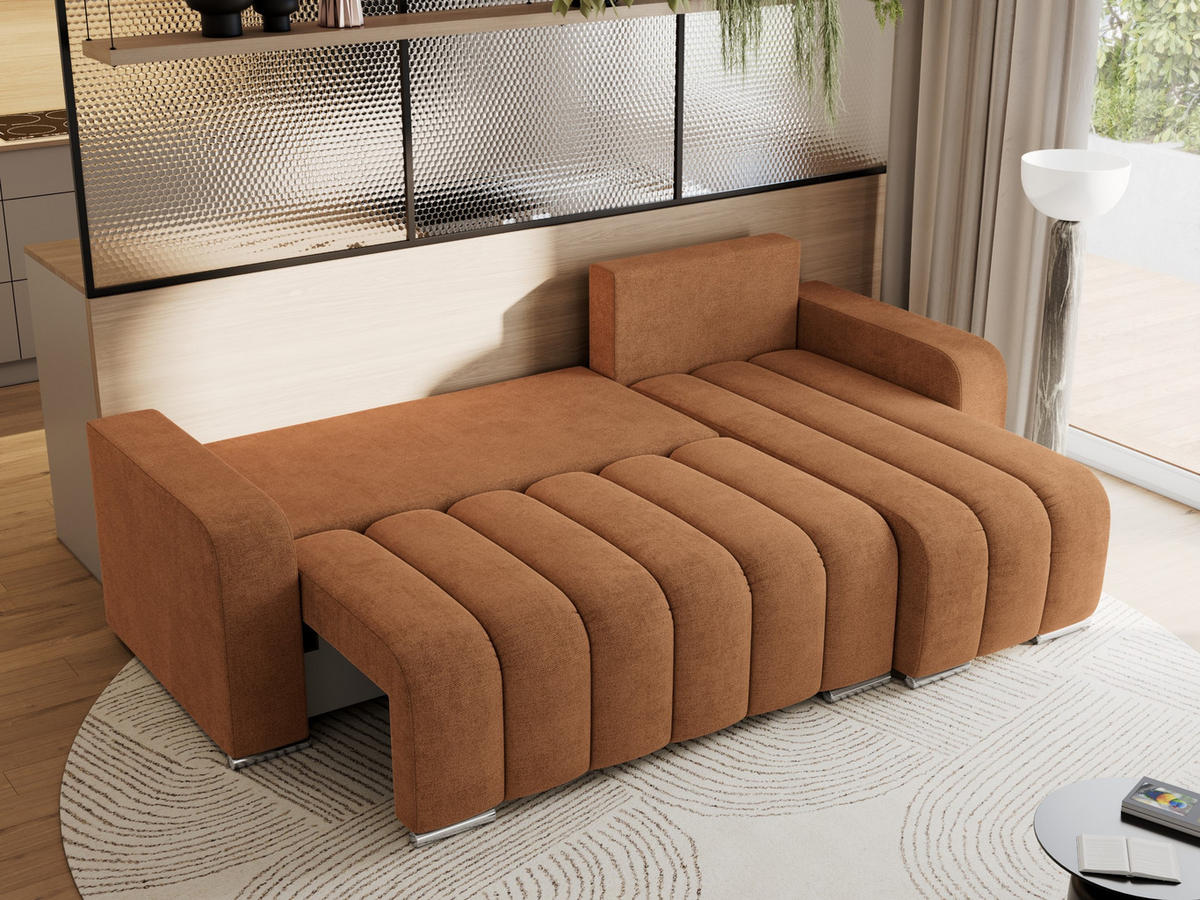 ECKSOFA KIRASSO L Orange Stukture - Orange/Grau, Textil (245/147cm) - MKS