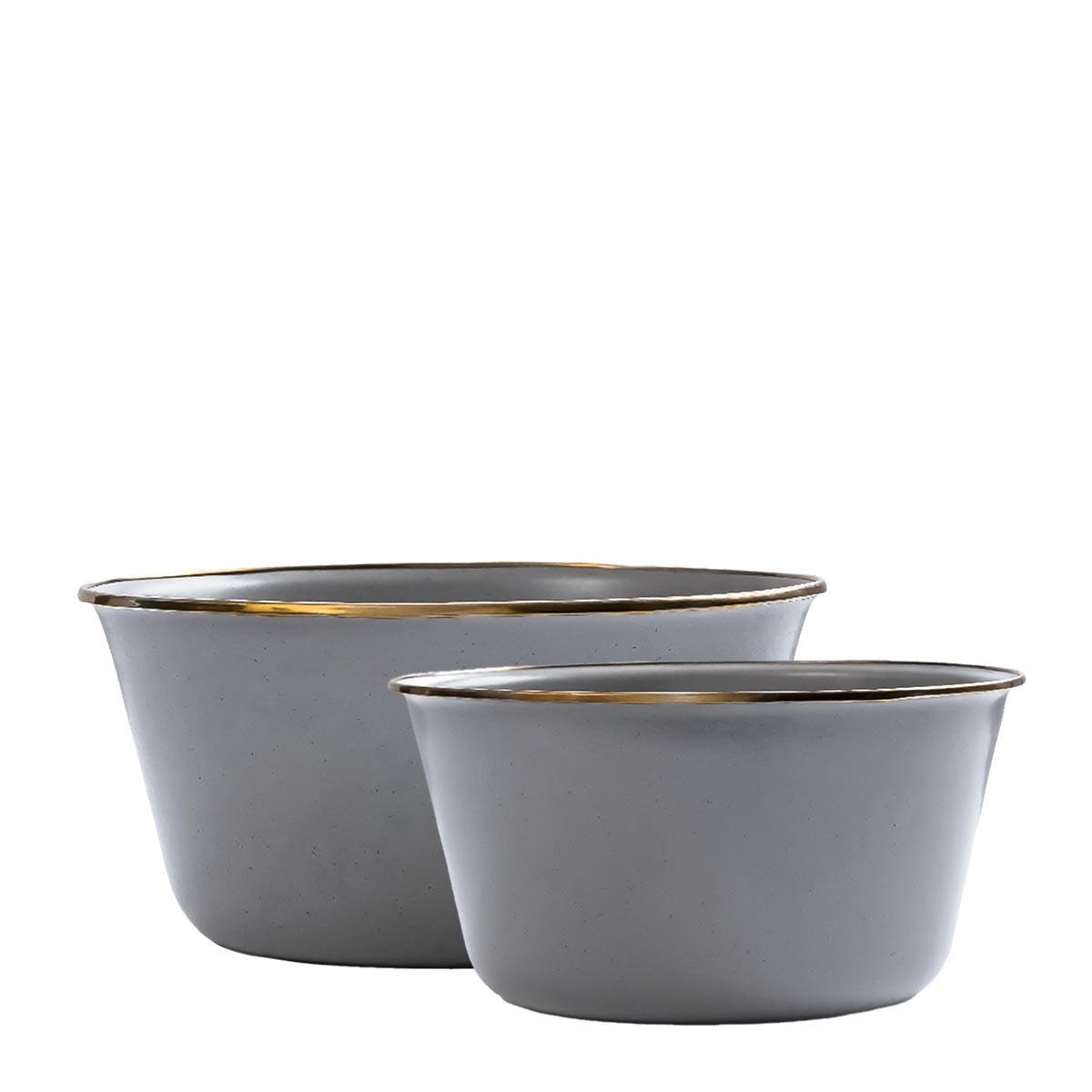 RÜHRSCHÜSSEL Emaille 2er Set Mixing Bowl slate grey - Grau, Metall (26/15cm) - BAREBONES