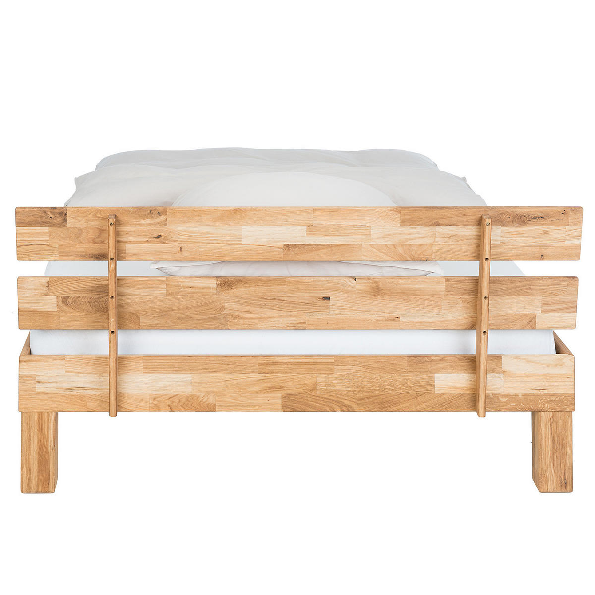 MASSIVHOLZBETT - Wildeiche massiv - geölt - Eichefarben, Holz (140/200cm) - home24