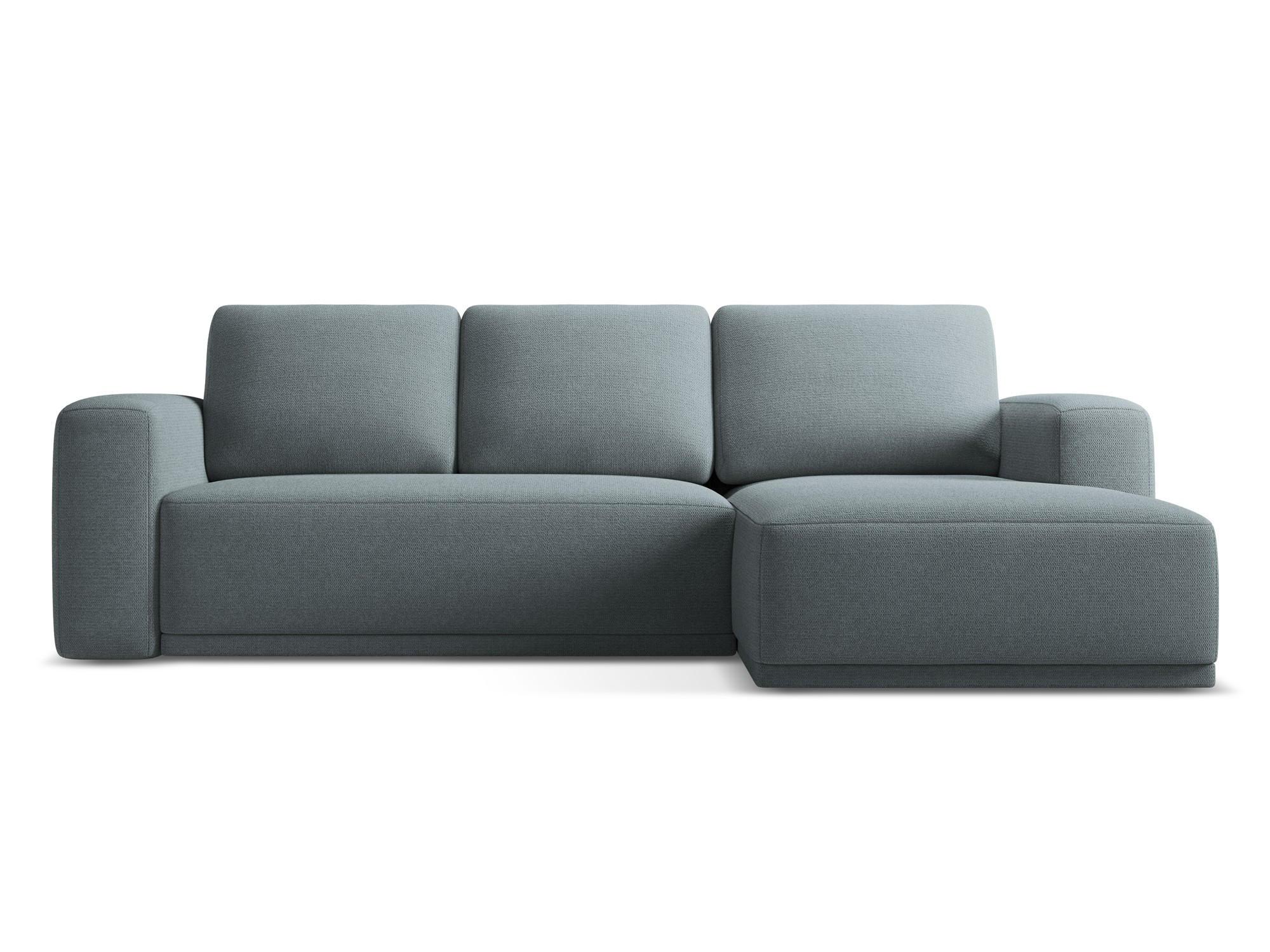 ECKSOFA mit Schlaffunktion Chenille Stoff Blau - Blau/Blaugrau, Kunststoff/Textil (258/160cm) - Makamii