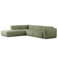 3-SITZER ECKSOFA mit Recamiere - Schwarz/Grün, Kunststoff/Textil (295/231cm) - home24