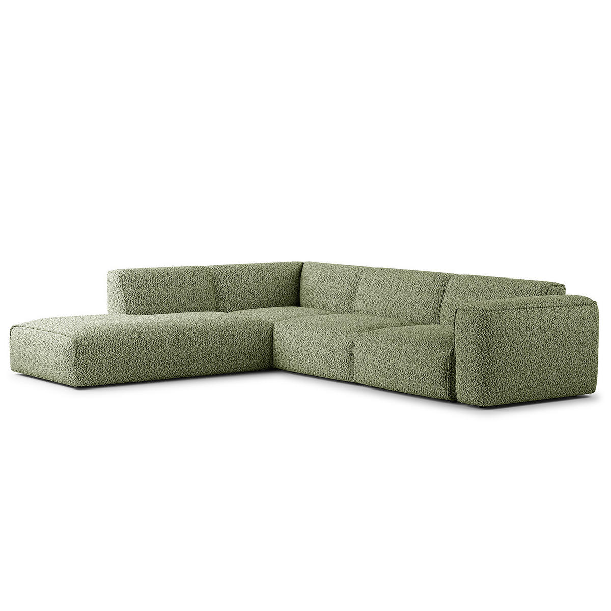 3-SITZER ECKSOFA mit Recamiere - Schwarz/Grün, Kunststoff/Textil (295/231cm) - home24
