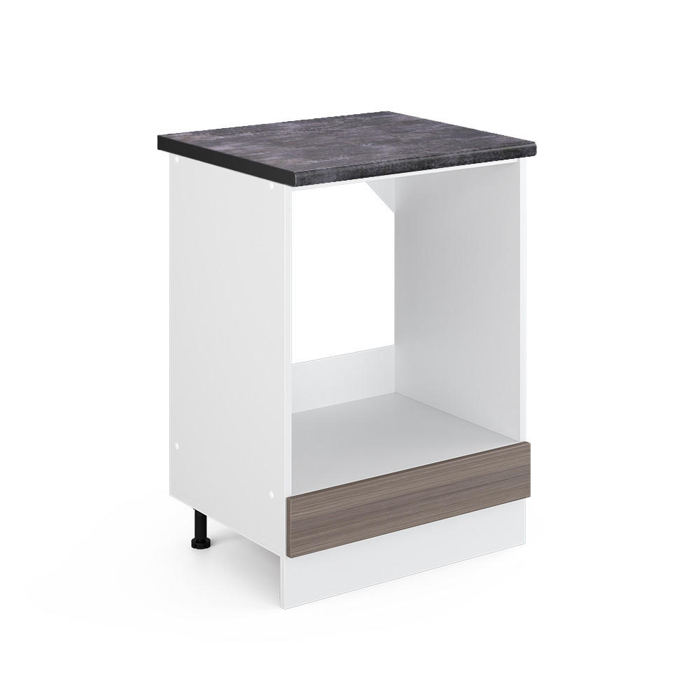 HERDUMBAUSCHRANK R-Line Grau 60 cm, AP Anthrazit - Weiß/Braun, Holzwerkstoff (60/81.6/60cm) - Vicco