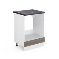 HERDUMBAUSCHRANK R-Line Grau 60 cm, AP Anthrazit - Weiß/Braun, Holzwerkstoff (60/81.6/60cm) - Vicco