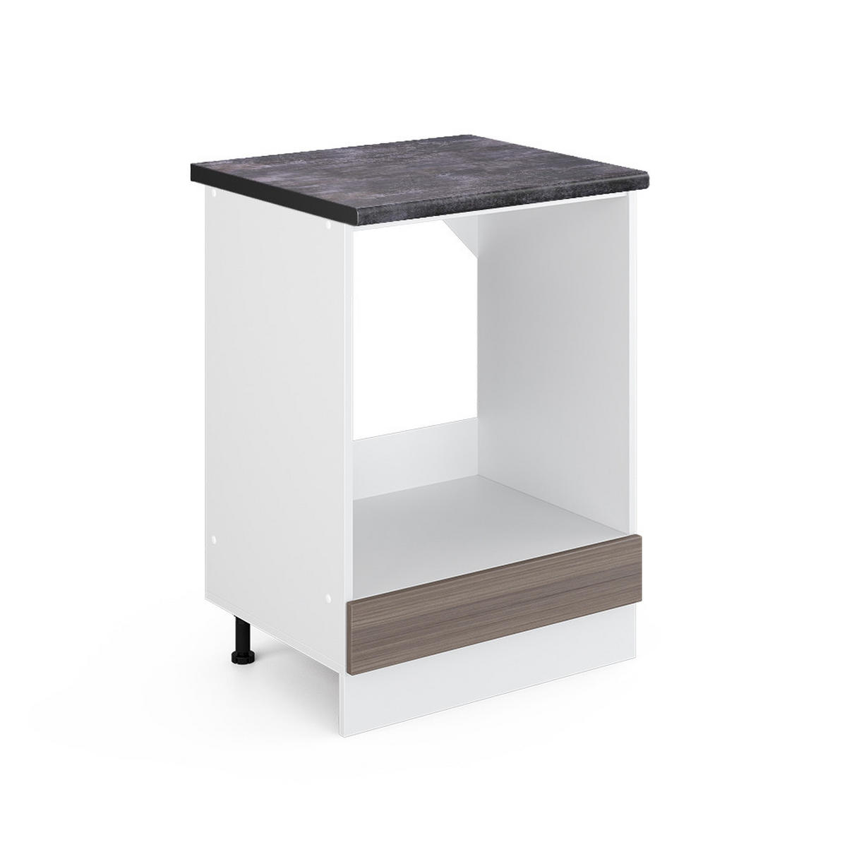 HERDUMBAUSCHRANK R-Line Grau 60 cm, AP Anthrazit - Weiß/Braun, Holzwerkstoff (60/81.6/60cm) - Vicco