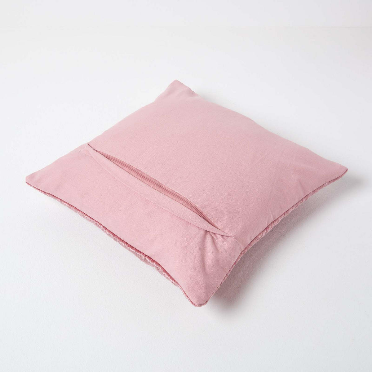 KISSENHÜLLE Pannesamt bestickt 55/55 cm - Altrosa, Textil (55/55cm) - Homescapes