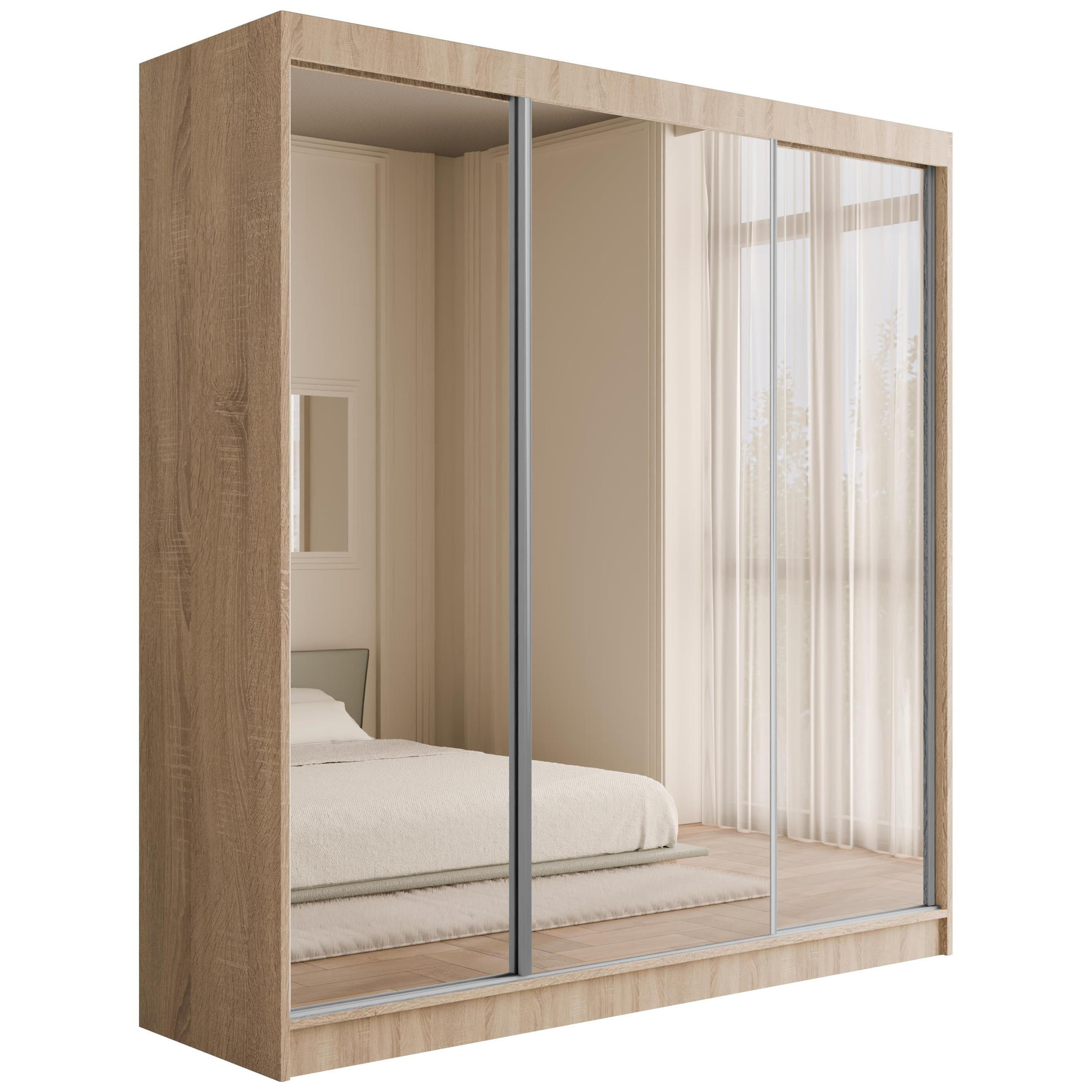 KLEIDERSCHRANK mit Spiegel V2-URBANO 215x200 cm Sonoma - Sonoma Eiche, Holzwerkstoff (200/215/61cm) - ALTDECOR
