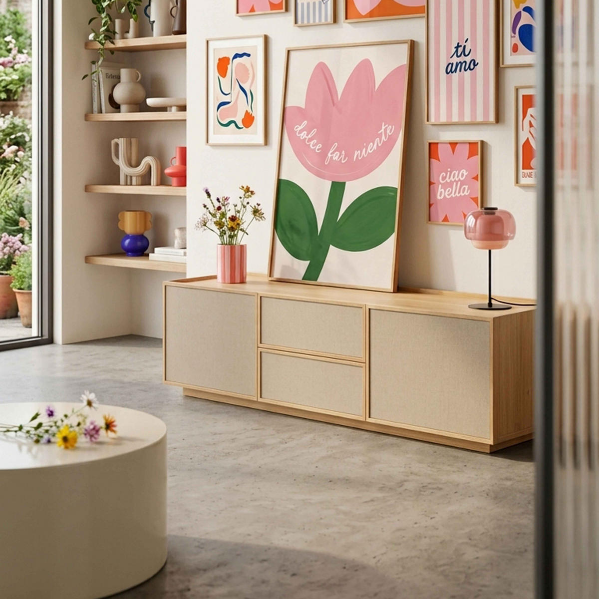 TV-MÖBEL, helle Holzoptik - Beige, Holz (150/40/40cm) - Oviala