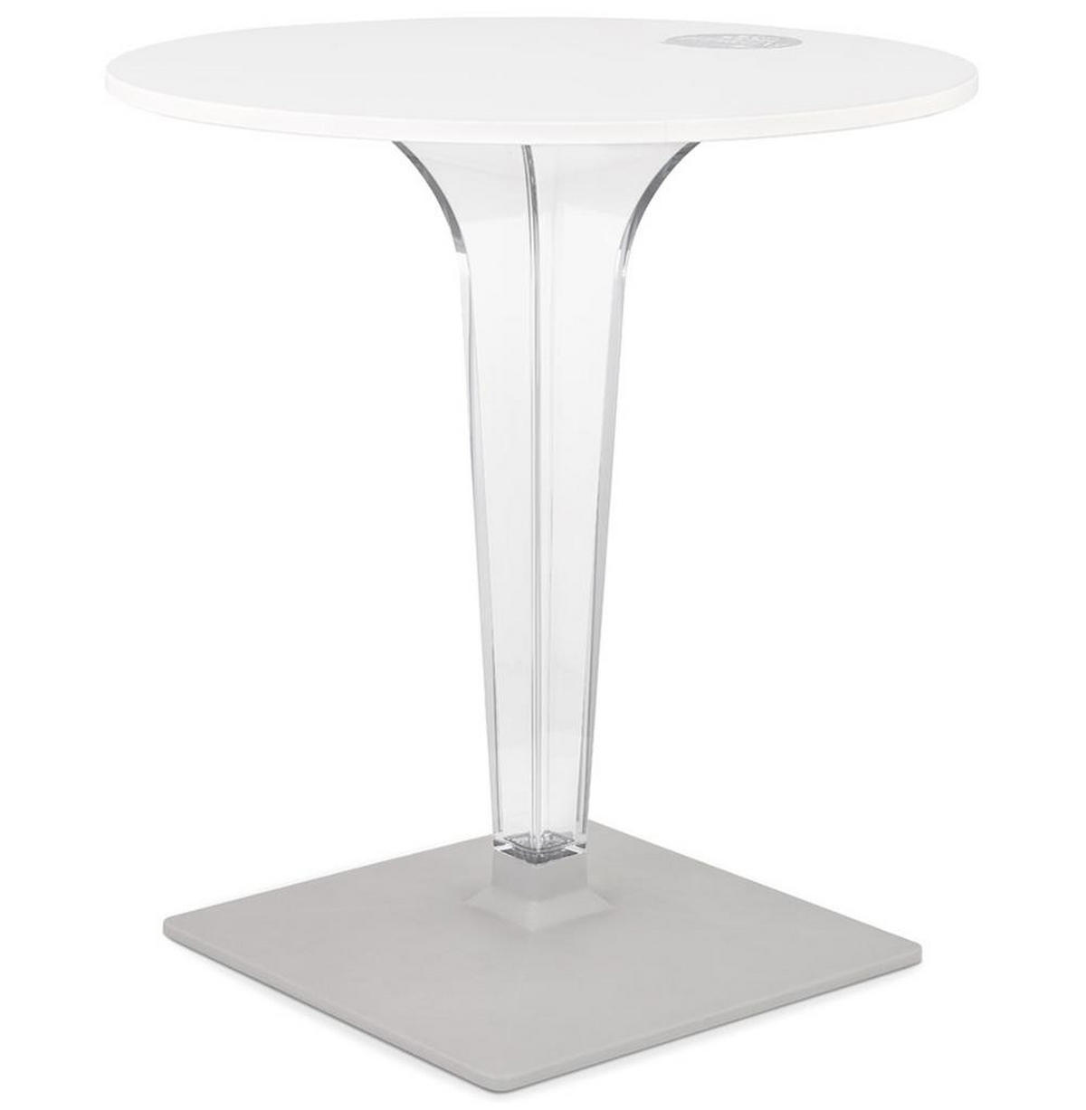 TISCH Rund Transparentes Mittelfuß Outdoor NORIX, Weiß 68x68x71,6 cm - Transparent/Weiß, Holzwerkstoff/Metall (68/68/72cm) - KADIMA DESIGN