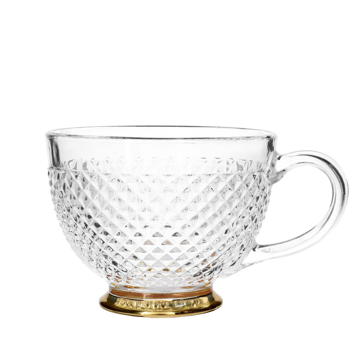 TASSE Barrel mit Goldfuß 0,36 l 6er-Set - Transparent, Glas (0.36L) - Homla
