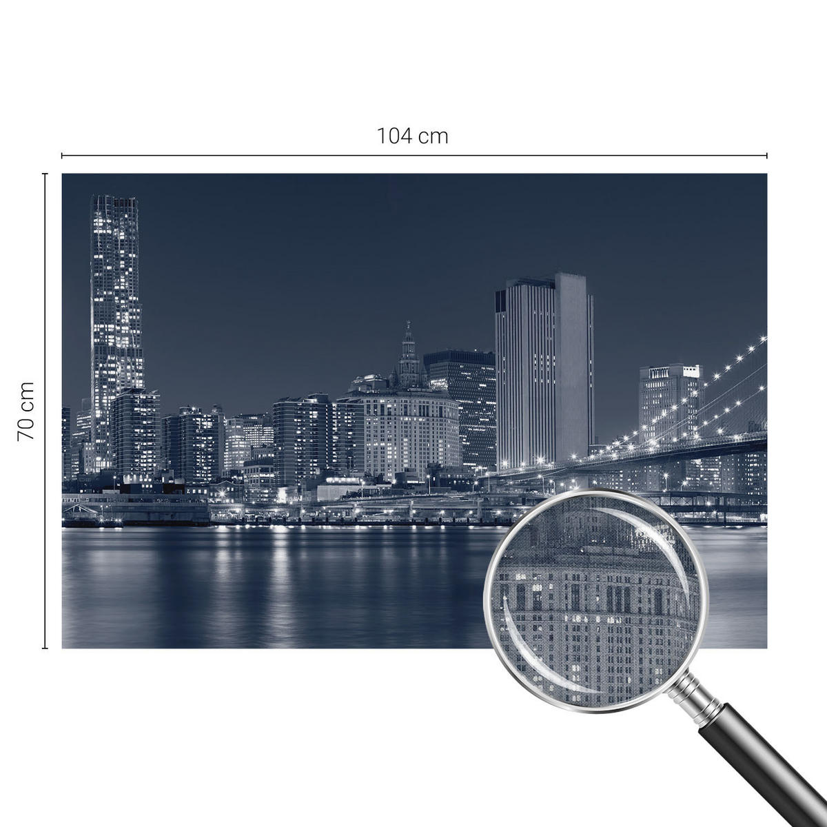 FOTOTAPETE 104x70 cm - Nachtstadt - Schwarz, Textil (104/70cm) - Wallfluent