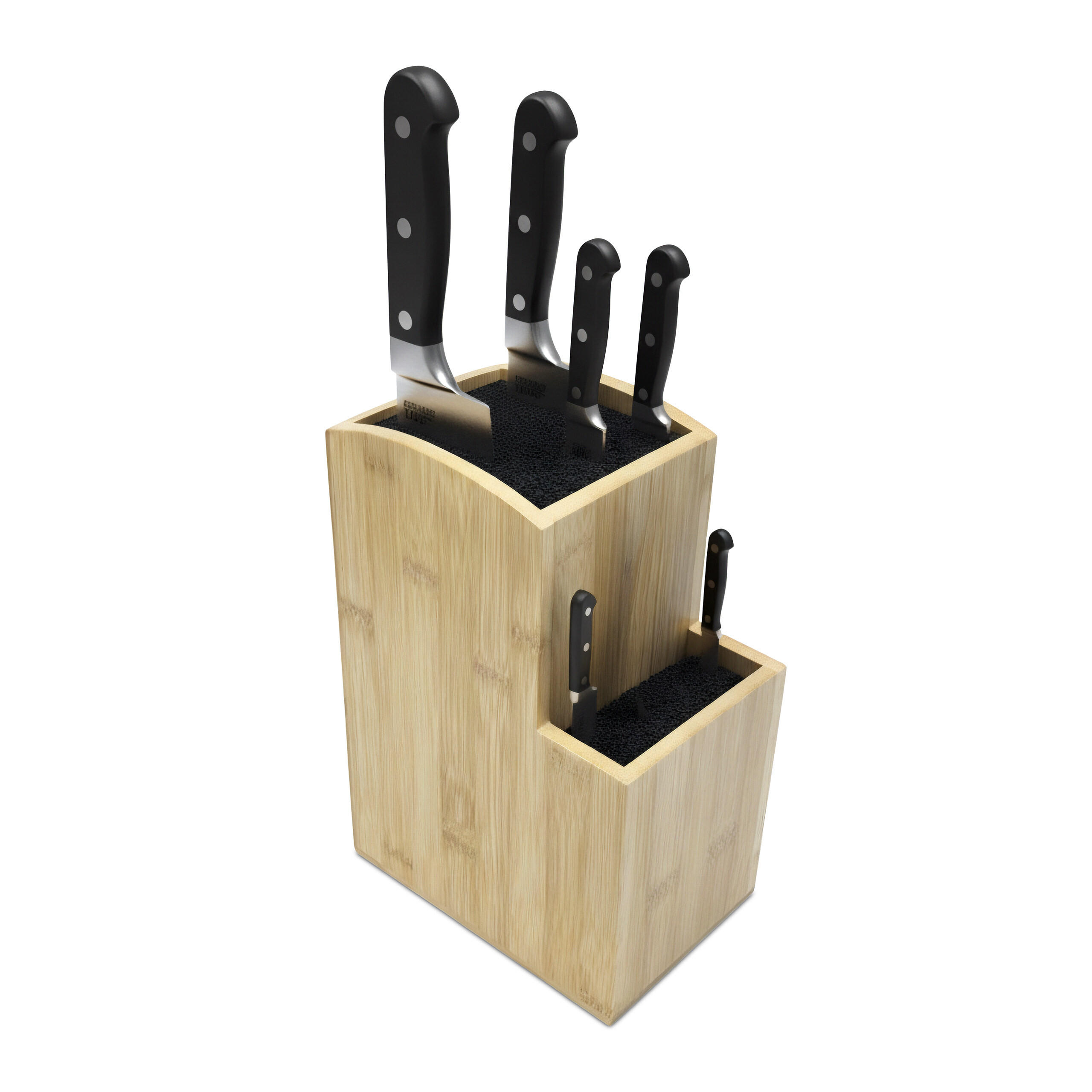 Relaxdays BLOK NA NOŽE Přírodní Černá Bambus 2 patra 25,5x11,5x18 cm