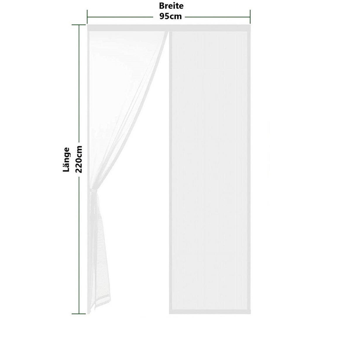INSEKTENSCHUTZ, Magnetisch, Für Türen, 95x220cm, Fliegengitter, Mückenschutz, Türvorhang, Balkon, Fenster, Sommer, Insektenabwehr, Schutz, Tür, Netz - Weiß, Kunststoff (95/220/220cm) - Resch