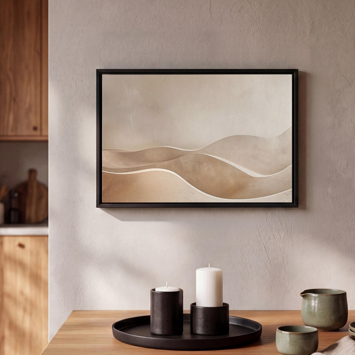 LEINWAND Bilder mit Rahmen - Beige - Natur - Abstrakt - Modern - 30x20 - Beige, Textil (30/20cm) - MuchoWow