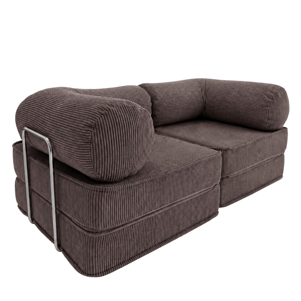 SOFA SURB Duo 100 Schlafsofa 2-Sitzer Braun 200/100 cm - Chromfarben/Braun, Textil/Metall (200/70/100cm) - SURB