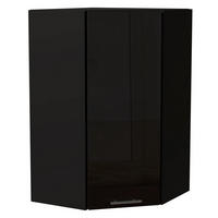 ECK-HÄNGESCHRANK Essen W4/10/60 Schwarz Hochglanz / Schwarz Matt 60 / 60 / 96cm - Schwarz Hochglanz/Schwarz, Holz/Holzwerkstoff (60/96/60cm) - Feldmann-Wohnen