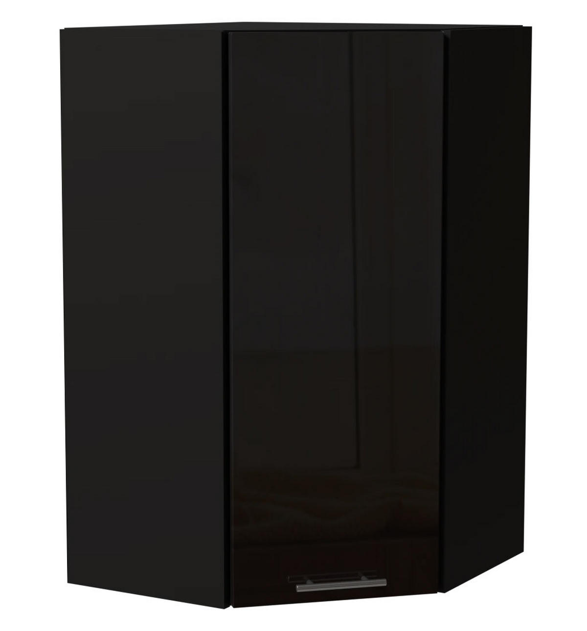 ECK-HÄNGESCHRANK Essen W4/10/60 Schwarz Hochglanz / Schwarz Matt 60 / 60 / 96cm - Schwarz Hochglanz/Schwarz, Holz/Holzwerkstoff (60/96/60cm) - Feldmann-Wohnen