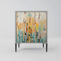 SIDEBOARD BIRCH KALEIDOSCOPE, Grau, 57,5x42x72,5 cm, Schwarze Metallfüße - Multicolor/Schwarz, Holzwerkstoff/Metall (57.5/72.5/42cm) - SpaceRebels