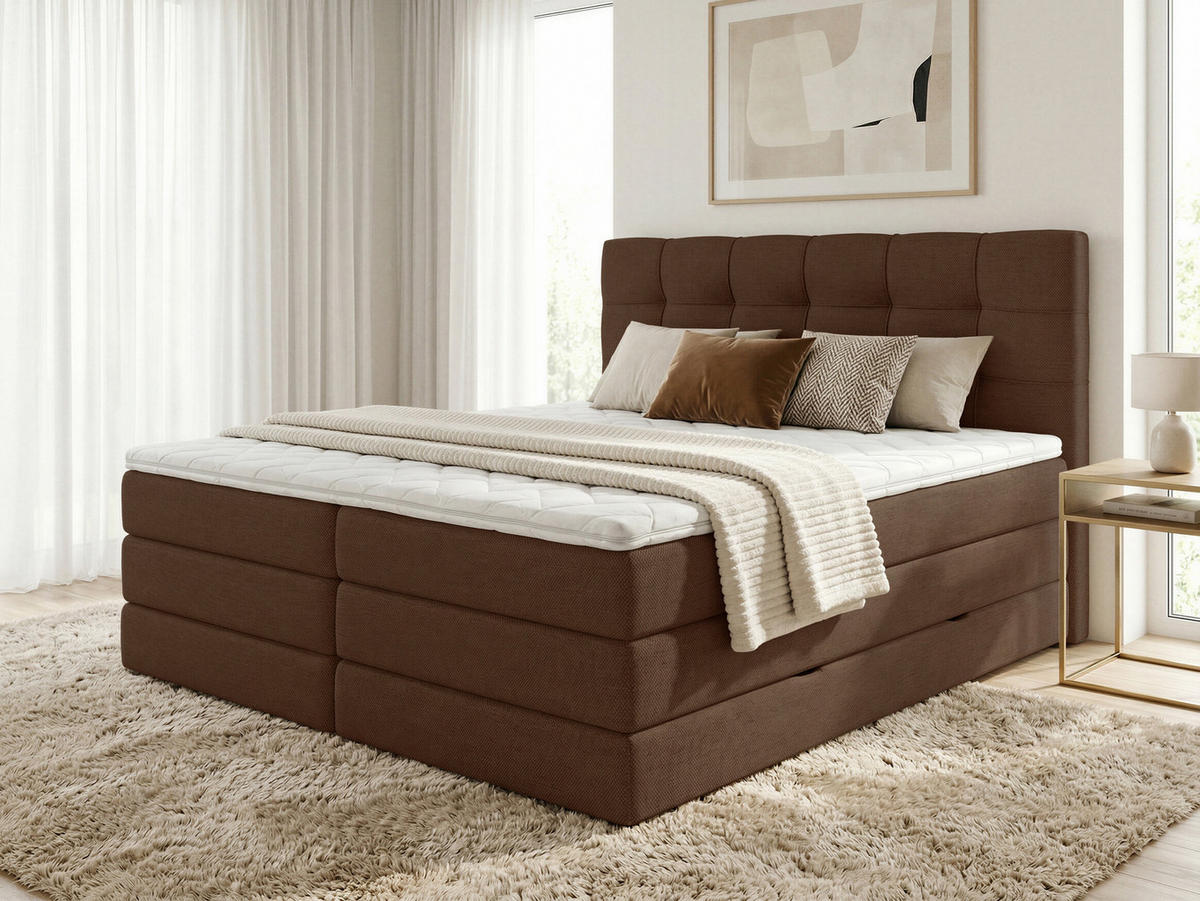 BOXSPRINGBETT Best Max - 160x200 - braun (Inari 24) - Schwarz/Braun, Holz/Holzwerkstoff (160/200cm) - Sofnet