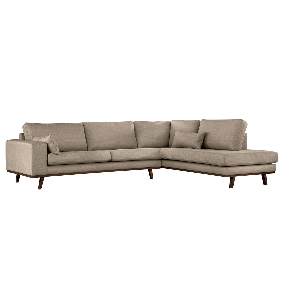 ECKSOFA mit Ottomane - Taupe/Buchefarben, Textil (287/219cm) - home24