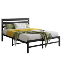 METALLBETT 140/200 cm Schwarz mit komfortablem Kopfteil - Schwarz, Metall (140/200cm) - OKWISH