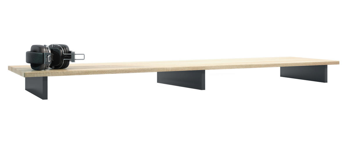 TVAUFSATZ Game Schwarz matt / Eiche sägerau - Schwarz/Eiche San Remo, Holzwerkstoff (138.5/9.5/34.5cm) - Vladon