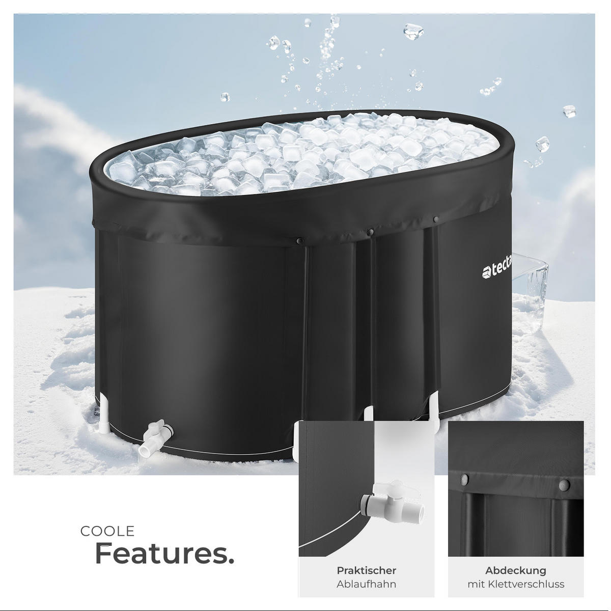 EISBADEWANNE Espoo,inkl. Tragetasche und Wasserkissen,schwarz - Schwarz, Kunststoff (105/66/70cm) - tectake