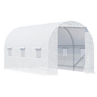 GEWÄCHSHAUS 445/200/200 cm Weiß aus Kunststoff mit 6 Fenstern - Weiß, Kunststoff (200/200/445cm) - OKMYHOME