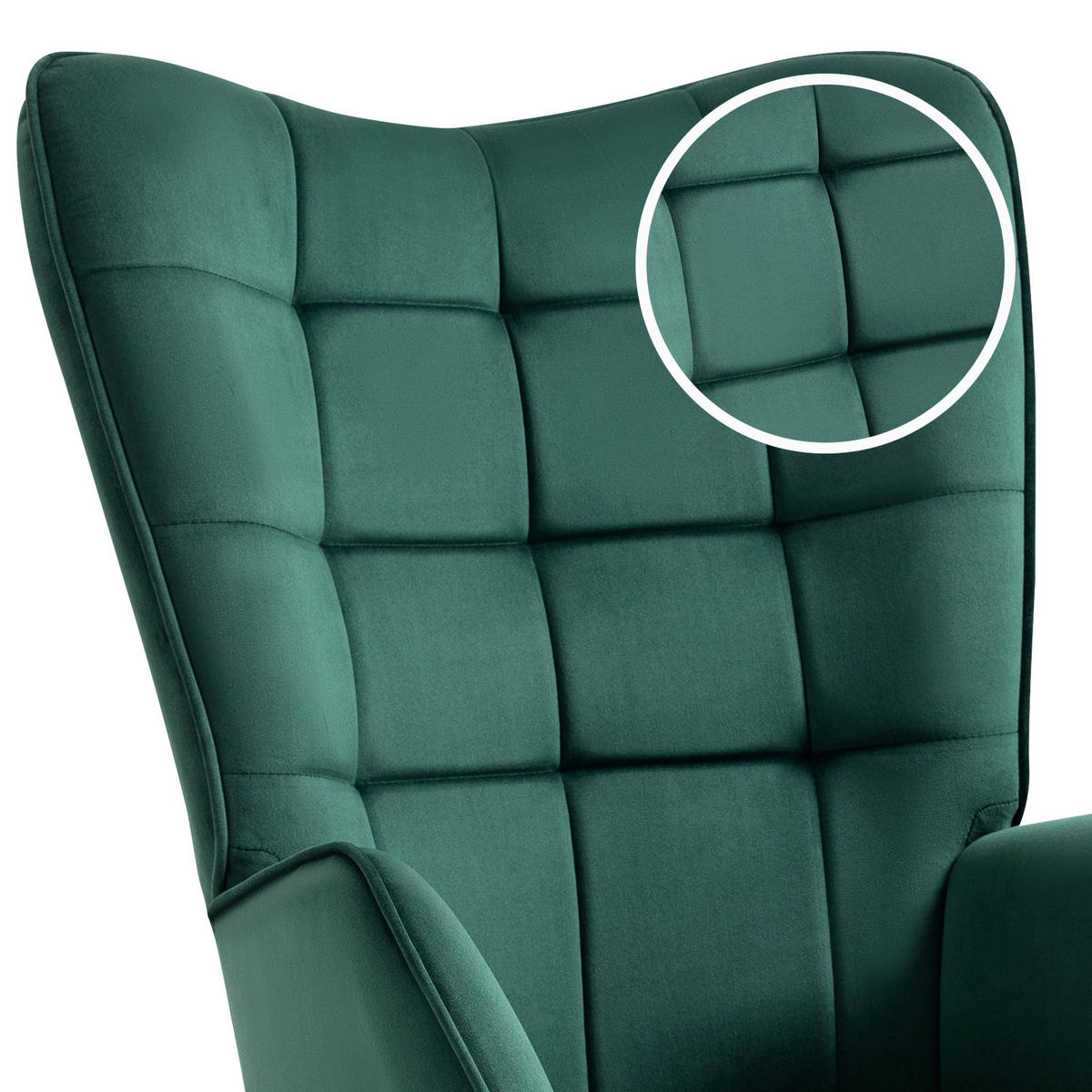 OHRENSESSEL aus Samt in Grün mit goldenen Beinen - Dunkelgrün, Textil/Metall (66/108/50cm) - Meubles Cosy