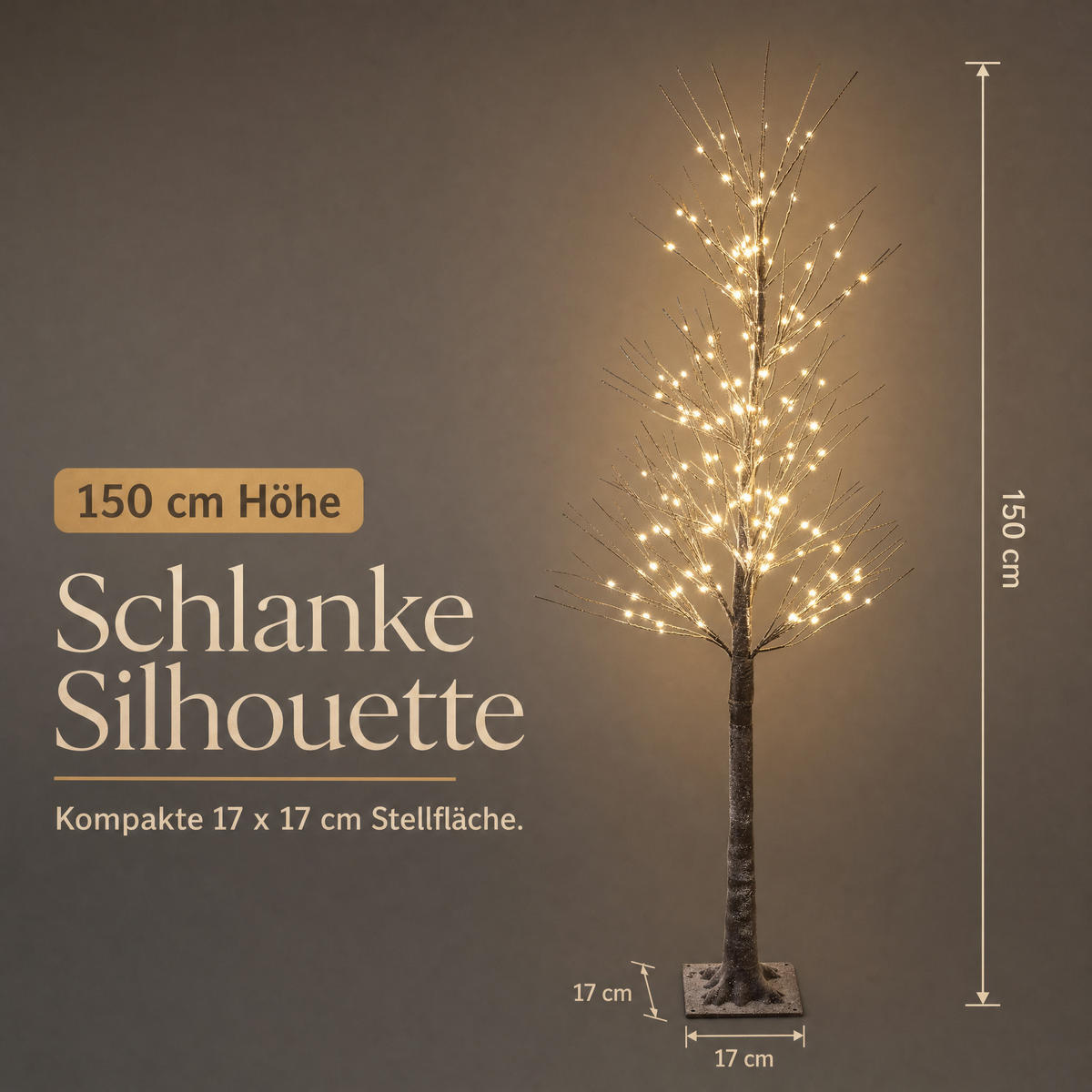 LED-BAUM 150 cm mit 240 neutralweißen LEDs und Schneeverzierung für Innen und Außen, 5 Meter Kabel - Weiß, Kunststoff (17/17/150cm) - Northpoint