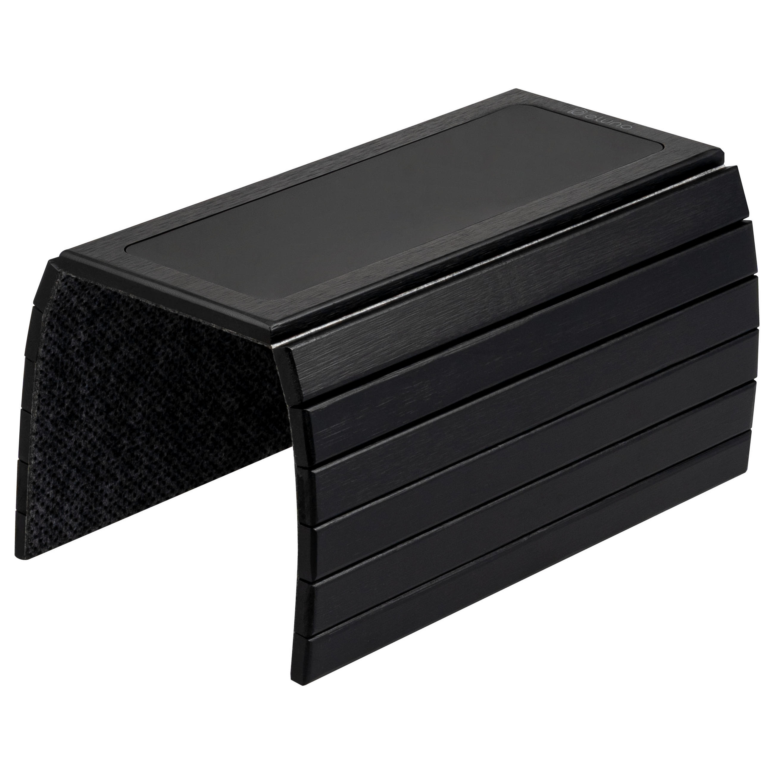 ARMLEHNEN-SOFATABLETT mit rutschfester Silikonablage, Bambus, schwarz - Schwarz, Naturmaterialien (47/1/34cm) - eluno