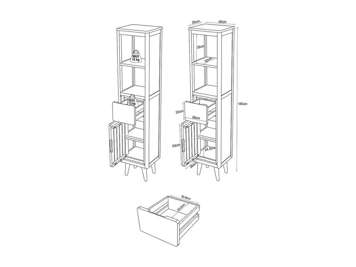BADSCHRANK - 40 cm x 35 cm - holz - naturfarben hell Bintuni - Naturfarben, Holz (40/180/35cm) - Vente-Unique