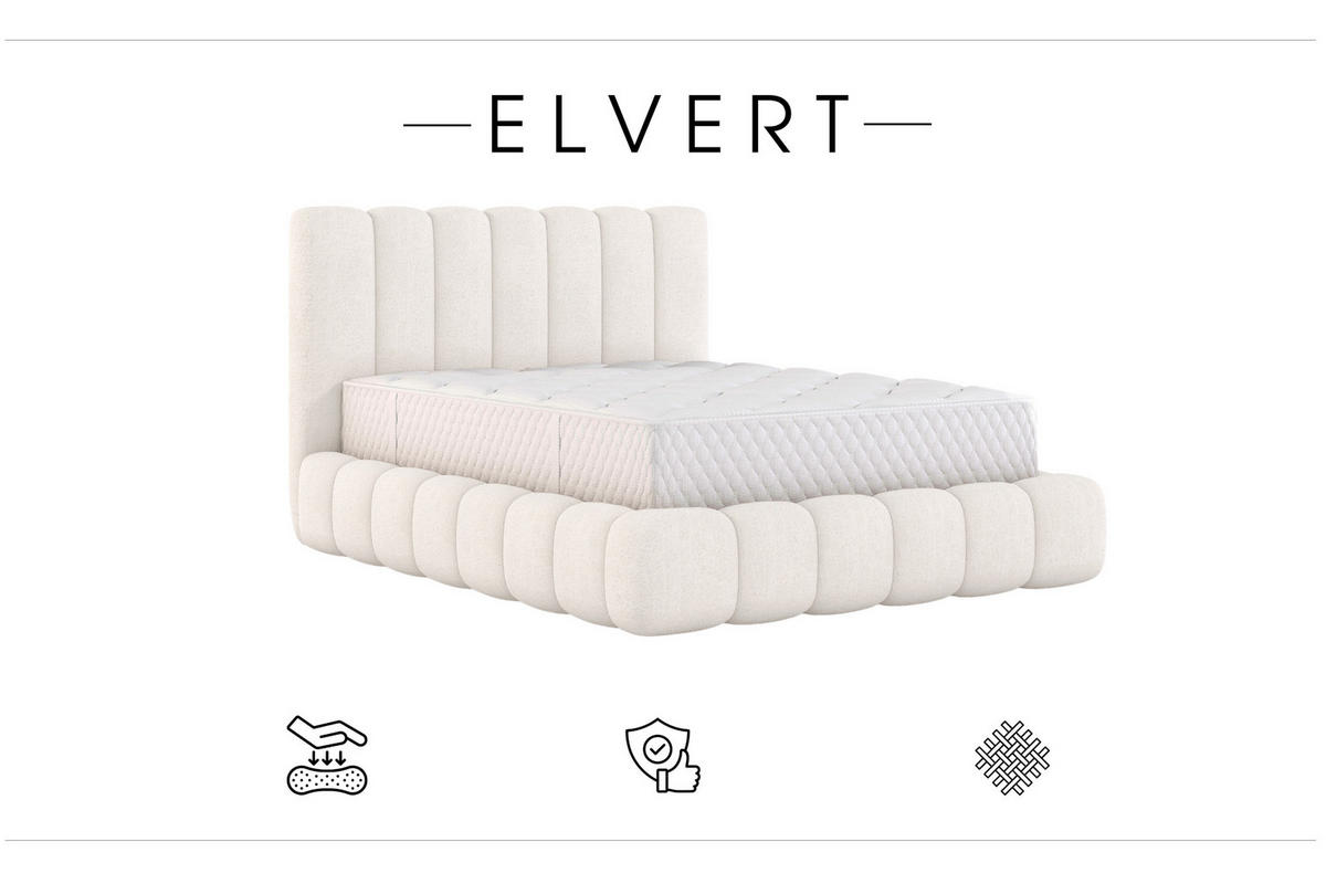 POLSTERBETT aus Polyester Elvert 200x200 cm, Cremefarbe - Creme, Textil (200/200cm) - Meblito