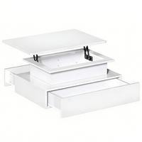 COUCHTISCH Lift-Top LED 16 Farben 2 Schubladen Weiß modern - Weiß, Holz (55/85/56cm) - Kaket