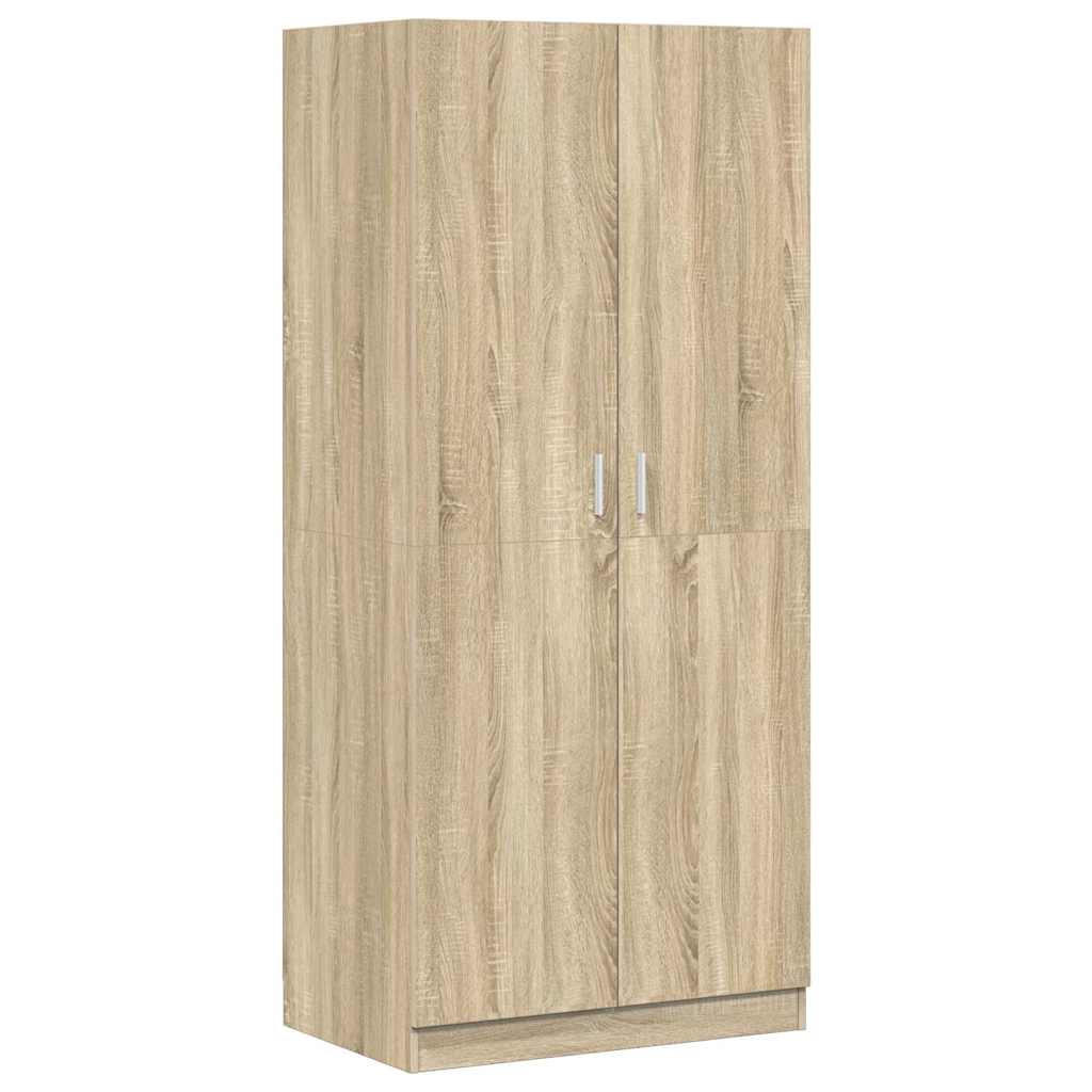 KLEIDERSCHRANK 2-Türig 80/52/180 cm aus Holzwerkstoff Sonoma-Eiche Dekor - Braun/Sonoma Eiche, Holz (80/180/52cm) - vidaXL