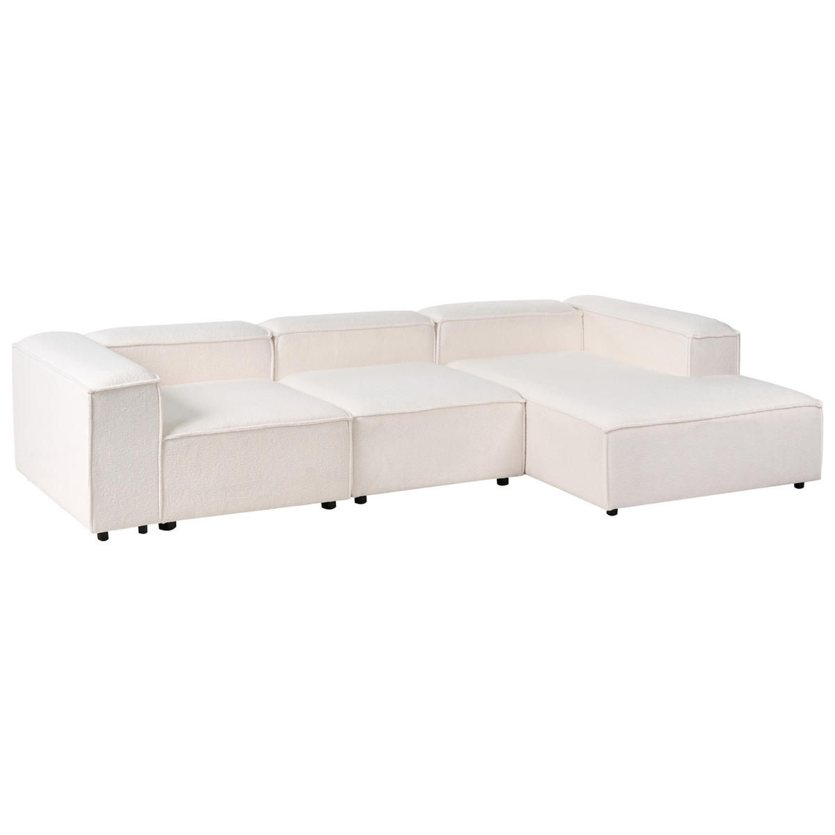 ECKSOFA Modul 4-Sitzer Bouclé Cremeweiß linksseitig Ardal - Creme, Textil (326/180cm) - Beliani