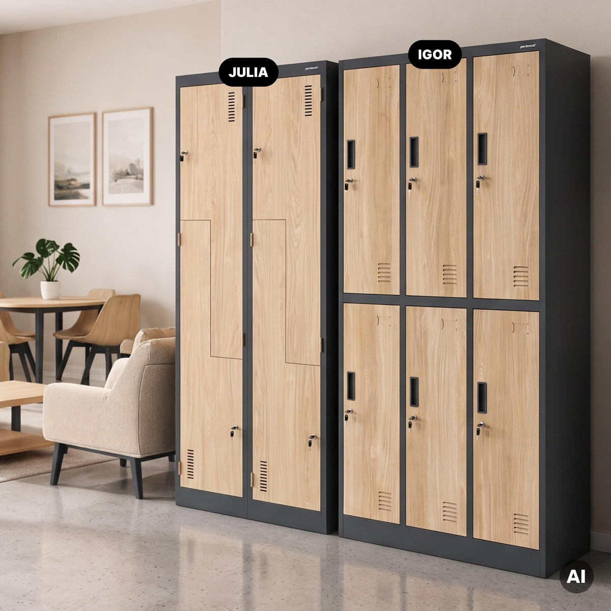 KLEIDERSCHRANK Typ L JULIA 185x80x45 cm - Anthrazit/Sonoma Eiche, Metall (80/185/45cm) - Jan Nowak
