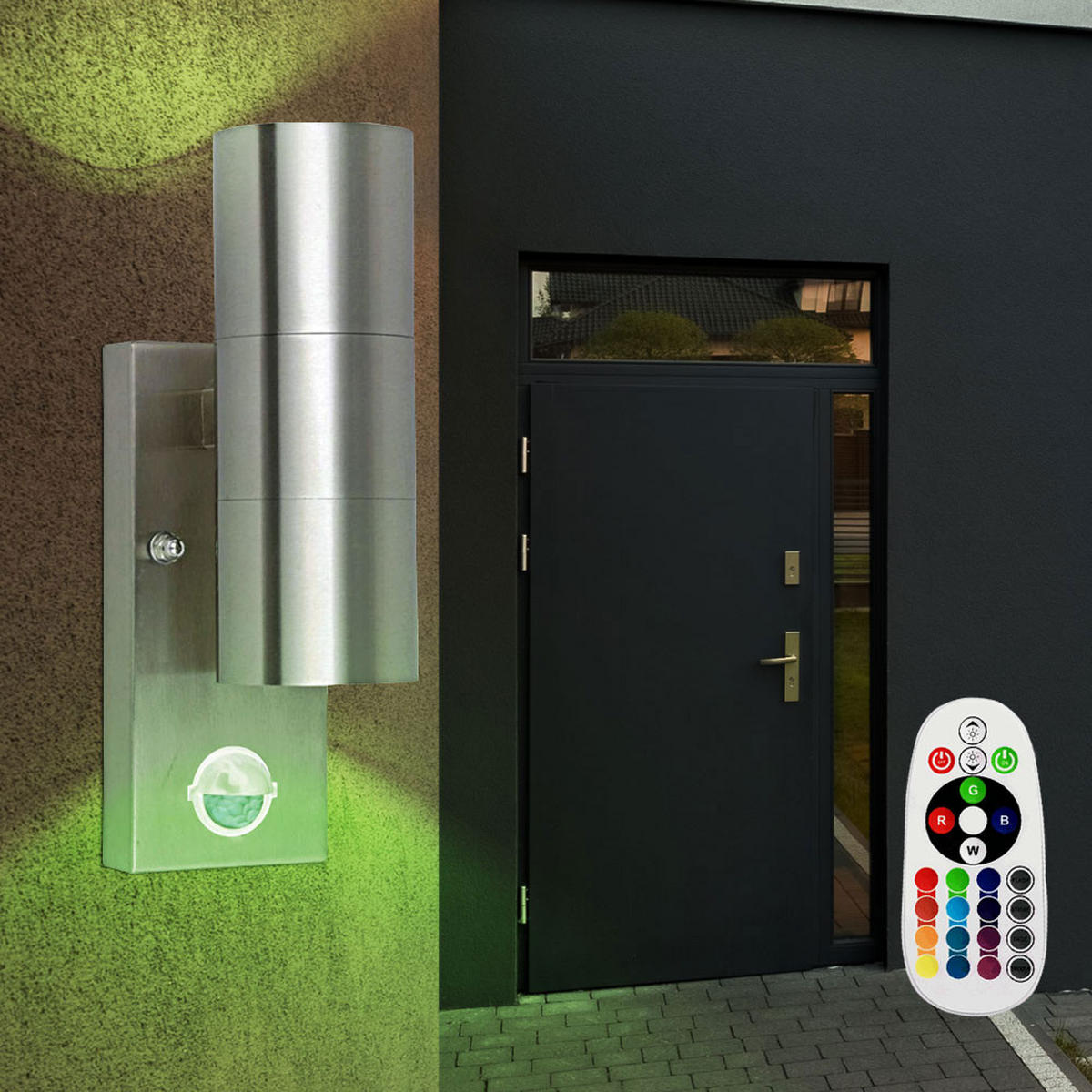 LED AUSSEN-WANDLEUCHTE Silber Aluminium 2er Set - Silberfarben, Glas (6/22/11.5cm)