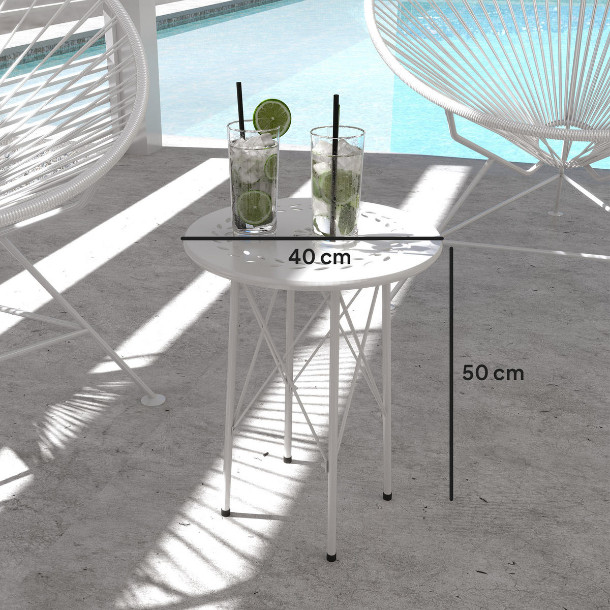 GARTENTISCH,WEISS,1 Stück - Weiß, Naturmaterialien (40/40/50cm) - GiPP