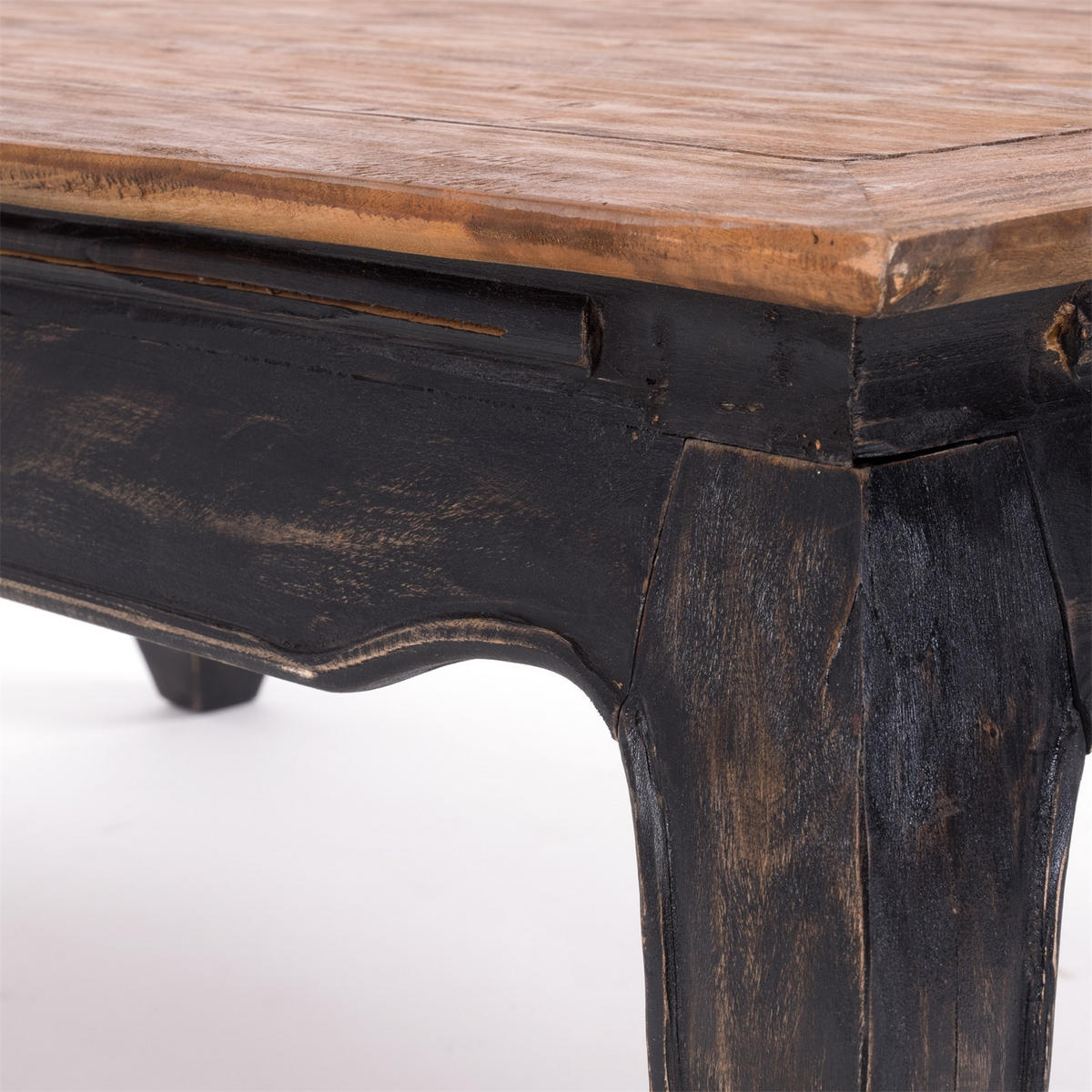 OPIUMTISCH EAST 100 Mahagoni Recyclingholz massiv 04 schwarz-natur - Graubraun, Holz (60/100/41cm) - DESIGN DELIGHTS