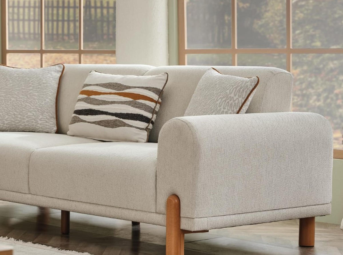 3 Sitzer SOFA Carmina Samt Beige - Beige, Holz/Textil (170/85/95cm) - Villa Möbel